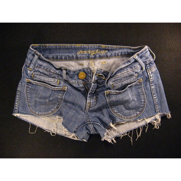 American Eagle Pants - American Eagle Womans SHORTS Low Rise Cut Off Size 6 CUTOFF JEANS Blue Denim
